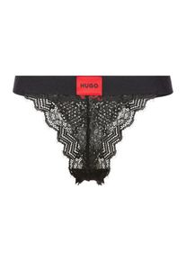 String HUGO UNDERWEAR "STRING RL LACE", Damen, Gr. M, schwarz, Jersey, Obermaterial: 84% Polyamid, 16% Elasthan, unifarben mit Farbeinsatz, k&ouml;rpernah, Unterhosen String, mit Logoschriftzug auf dem Bund