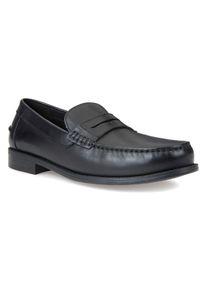 Mokassin Geox, Herren, Gr. 46, schwarz, Leder, Schuhe Mokassin, Business Schuh, Loafer mit Blockabsatz