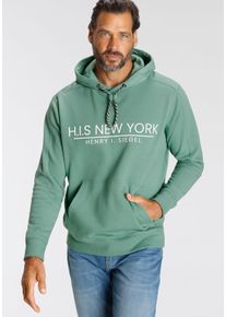 H.I.S. Sweatshirt H.I.S, Herren, Gr. 3XL (64/66), gr&uuml;n, Sweatware, Obermaterial: 60% Baumwolle, 40% Polyester, bedruckt, normal, Sweatshirts Sweatshirt, bedrucktes Design, mit Kapuze und Kordel, aus Baumwollmischung