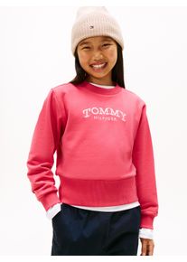 Sweatshirt Tommy Hilfiger, M&auml;dchen, Gr. 12 (152), vintage cerise, Sweatware, Obermaterial: 78% Baumwolle, 18% Polyester, 4% Elasthan, unifarben, regular fit normal, Rundhals, eingesetzt Rippb&uuml;ndchen, Sweatshirts Sweatshirt, Regular fit, f&uuml;r Kinder bis 16 Jahre