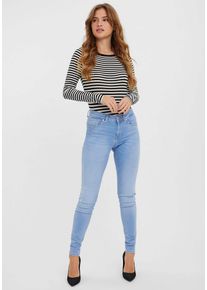 V&eacute;ro Moda Skinny-fit-Jeans VERO MODA "VMLUX MR SLIM JEANS RI371", Damen, Gr. XS (34), L&auml;nge 30, light blau denim, Denim/Jeans, Obermaterial: 92% Baumwolle, 6% Elastomultiester, 2% Elasthan, Basic, extraeng, Jeans Skinny-fit-Jeans