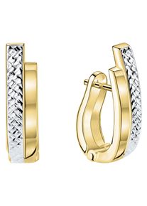 Paar Creolen Firetti "Schmuck Geschenk Gold 375 Ohrschmuck Creole", gold (gelbgoldfarben, wei&szlig;goldfarben), Ohrringe, Damen, 12mm, Gelbgold 375, Paar Creolen