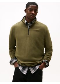 Fleecepullover Tommy Jeans "TJM FLAG POLAR FLEECE", Herren, Gr. S, dunkelgr&uuml;nery, Fleece, Obermaterial: 100% Polyester, regular fit, B&uuml;ndchen, Sweatshirts Fleecepullover, normale Passform, Troyer