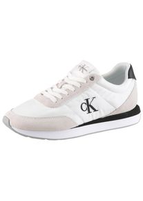Keilsneaker Calvin Klein "RETRO RUNNER ESS MIX MAT", Damen, Gr. 42, wei&szlig;, schwarz, Textil, Veloursleder, kontrastfarbene Details, Basic, Schuhe Keilsneaker, Schn&uuml;rschuh, Halbschuh, Freizeitschuh mit leichter Laufsohle