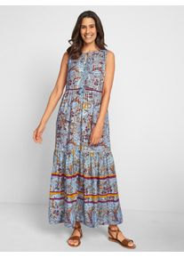 Druckkleid Inspirationen "Druck-Kleid", Damen, Gr. 54, Normalgr&ouml;&szlig;en, zartmint, bordeaux, bedruckt, 100% Viskose, gemustert, lang, Rundhals, Kleider Druckkleid