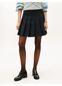 Plisseerock Tommy Hilfiger "TIMELESS WOOL PLEATED MINI SKIRT", Damen, Gr. 36, schwarz night navy, Web, Obermaterial: 54% Polyester, 44% Wolle, 2% Elasthan, unifarben, regular fit kurz, R&ouml;cke Plisseerock, mit Wolle
