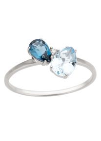 Goldring Firetti "Schmuck Geschenk Gold 333 Damenring Goldring Edelstein Farbstein" Gr. 16, blau (wei&szlig;goldfarben, hellblau, dunkelblau), Fingerringe, Damen, 16, 0,01 P2 = erkennbare Einschl&uuml;sse, Diamanten Wei&szlig;gold 333, 1,5mm, Diamanten, Wei&szlig;gold 333, Goldring, mit Blautopas (beh.), Blautopas London Blue (beh) - mit Brillant