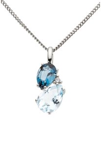 Kettenanh&auml;nger Firetti "Schmuck Geschenk Gold 333 Halsschmuck Anh&auml;nger f&uuml;r Halskette", blau (wei&szlig;goldfarben, hellblau, dunkelblau, hellblau, dunkelblau), Schmuckanh&auml;nger, Damen, 0,01 P2 = erkennbare Einschl&uuml;sse, Diamanten Wei&szlig;gold 333, 0,7 g, Diamanten, Wei&szlig;gold 333, Kettenanh&auml;nger, mit Blautopas (beh.), Blautopas London Blue (beh) und Brillant