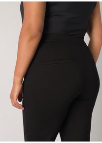 Jerseyhose Base Level Curvy, Damen, Gr. 46, N-Gr, schwarz, Web, Obermaterial: 65% Viskose, 30% Nylon, 5% Elasthan, unifarben, regular fit lang, Hosen Jerseyhose, mit Umschlagsaum