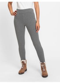 Leggings Inspirationen, Damen, Gr. 42, Normalgr&ouml;&szlig;en, grau (anthrazit, meliert), 49% Baumwolle, 46% Polyester, 5% Elasthan, unifarben, lang, Hosen Leggings