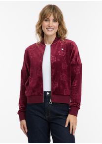 Sweatjacke Ragwear "DORON VELVET", Damen, Gr. XXL, wine, Samt, Obermaterial: 94% Polyester, 6% Elasthan, gemustert, normal, Rundhals, Sweatjacken Sweatjacke, weiche Samt Optik