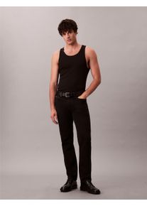 Slim-fit-Jeans Calvin Klein, Herren, Gr. 40, L&auml;nge 32, jaguar schwarz, Denim/Jeans, Obermaterial: 98% Baumwolle, 2% Elasthan, slim fit lang, Jeans Slim-fit-Jeans, used washed, Slim Straight Fit, Logopatch am Bund