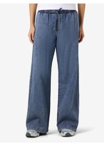 Sweathose Noisy may "NMENZA MW WIDE PANTS MG004MB NOOS", Damen, Gr. XL, N-Gr, medium blau denim, Web, Obermaterial: 100% Baumwolle, unifarben, regular fit kn&ouml;chellang, Hosen Sweathose