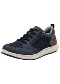 Sneaker Rieker, Herren, Gr. 46, blau (jeansblau, braun), Lederimitat, Textil, Schuhe Sneaker, Halbschuh, Freizeitschuh, Schn&uuml;rschuh mit seitlichem Rei&szlig;verschluss, Topseller