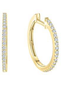 Paar Creolen Firetti "Schmuck Geschenk Gold 375 Ohrschmuck Creole", gold (gelbgoldfarben, kristallwei&szlig;, kristallwei&szlig;), Ohrringe, Damen, 17mm, Gelbgold 375, Paar Creolen, mit Zirkonia (synth.)