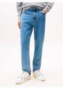 Gerade Jeans Tommy Jeans "Isaac Relaxed Tapered", Herren, Gr. 33, L&auml;nge 34, blau (denim mid light blau), Denim/Jeans, Obermaterial: 99% Baumwolle, 1% Elasthan, regular fit lang, Jeans Gerade Jeans, Relaxed‑Fit‑Jeans mit konisch zulaufendem Bein