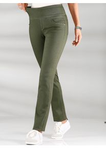 Schlupfhose Casual Looks, Damen, Gr. 46, Normalgr&ouml;&szlig;en, gr&uuml;n (khaki), 65% Baumwolle, 33% Polyester, 2% Elasthan, unifarben, lang, Hosen Schlupfhose