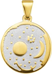 Kettenanh&auml;nger Firetti "Schmuck Geschenk Gold 585 Halsschmuck Himmel Sonne Mond Sterne", silber (gelbgoldfarben, silberfarben), Schmuckanh&auml;nger, Damen, Gelbgold 585, 1,34 g, Kettenanh&auml;nger