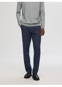 Chinohose Selected "SLH175-SLIM MILES BRUSHED PANTS W NOOS", Herren, Gr. 36, L&auml;nge 32, blau (schwarz sapphire), Web, Obermaterial: 69% Baumwolle, 30% Polyester, 1% Elasthan, unifarben, slim fit normal, Hosen Chinohose