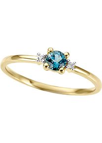 Fingerring Firetti "Schmuck Geschenk Gold 333 Damenring Goldring Edelstein Solit&auml;r" Gr. 16, bunt (gelbgoldfarben, wei&szlig;goldfarben, dunkelblau), Fingerringe, Damen, 16, 0,02 P2 = erkennbare Einschl&uuml;sse, Diamanten Gelbgold 333, 1,4mm, Diamanten, Gelbgold 333, Fingerring, mit London Blue Topas - mit Diamanten