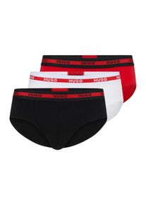 Slip HUGO UNDERWEAR, Herren, Gr. XXL (56), 3 Stk., rot (hellrot, wei&szlig;, schwarz), Jersey, Obermaterial: 95% Baumwolle, 5% Elasthan, kontrastfarbene Details, unifarben, eng, Unterhosen Slip, mit Kontraststreifen und Logoschriftz&uuml;gen auf dem Bund