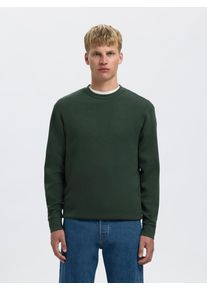 Sweatshirt Selected "SLHEMANUEL SOFT CREW NECK SWEAT NOOS", Herren, Gr. S, gr&uuml;n (deep forest), angeraute Sweatware, Obermaterial: 77% Viskose, 18% Polyester, 5% Elasthan, unifarben, regular fit h&uuml;ftlang, Rundhals, Rippb&uuml;ndchen, Sweatshirts Sweatshirt