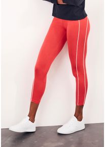 H.I.S. Leggings H.I.S, Damen, Gr. 44/46, N-Gr, rot, Single Jersey, Obermaterial: 95% Baumwolle, 5% Elasthan, unifarben, Basic, figurbetont lang, Hosen Leggings, mit schmalen Streifen, Loungewear