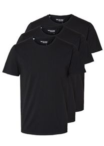 T-Shirt Selected "SLHROLAND SS O-NECK TEE 3-PACK NOOS", Damen, Gr. XL, schwarz, Jersey, Obermaterial: 95% Baumwolle, 5% Elasthan, unifarben, Basic, regular fit normal, Rundhals, Shirts T-Shirt