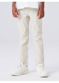 R&ouml;hrenhose name it "NKMTHEO f&uuml;r Jungen mit verstellbarem Bund und schmaler Silhouette", Jungen, Gr. 170, N-Gr, oyster gray, Twill, Obermaterial: 98% Baumwolle, 2% Elasthan, slim fit kn&ouml;chellang, Hosen R&ouml;hrenhose, slim fit, Twill, Rei&szlig;verschluss, uni