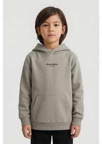 Kapuzensweatshirt name it "NKMBRODY LS NREG SWEAT WH BRU NOOS", Jungen, Gr. 116, shadow, Sweatware, Obermaterial: 70% Baumwolle, 30% Polyester, unifarben, normal normal, Rundhals, Rippb&uuml;ndchen, Sweatshirts Kapuzensweatshirt, mit kleinem Logoprint