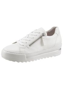 Plateausneaker Gabor "FLORENZ", Damen, Gr. 42, wei&szlig;, Kalbsleder, unifarben, Schuhe Plateausneaker, in Schuhweite G (=weit), Freizeitschuh, Halbschuh, Schn&uuml;rschuh, Topseller