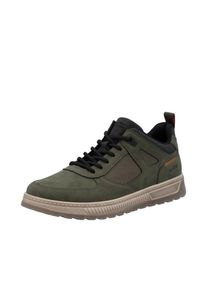 Sneaker Rieker, Herren, Gr. 41, schwarz (khaki, schwarz), Nubuklederimitat, Textil, kontrastfarbene Details, Schuhe Sneaker, Schn&uuml;rschuh, Halbschuh, Outdoorschuh mit gepolstertem Schaftrand