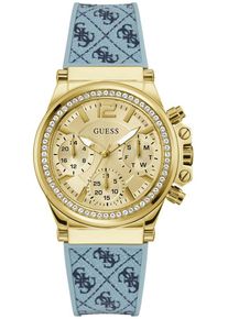 Multifunktionsuhr Guess "CHARISMA", blau (hellblau, dunkelblau), Armbanduhren, Damen, Multifunktionsuhr, Armbanduhr, Quarzuhr, Damenuhr