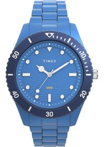 Quarzuhr Timex "LEGACY 42 mm", blau (hellblau), Armbanduhren, Herren, Quarzuhr, Armbanduhr, Herrenuhr,Kunststoffarmband, Leuchtzeiger