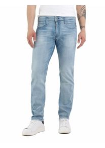 Slim-fit-Jeans Replay "Anbass Superstretch", Herren, Gr. 31, L&auml;nge 30, blau (light blau), Denim/Jeans, Obermaterial: 94% Baumwolle, 4% Elastomultiester, 2% Elasthan, slim fit lang, Jeans Slim-fit-Jeans, elastisch, Topseller
