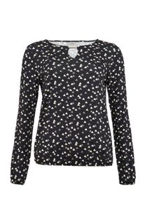 Langarmshirt Seidel Moden "Exklusiv bei OTTO", Damen, Gr. 34, schwarz, Web, Obermaterial: 96% Viskose, 4% Elasthan, bedruckt, bequem h&uuml;ftbedeckend, Rundhals, elastischer Bund, Shirts Langarmshirt, mit grafischem Muster und Detail am Ausschnitt, MADE IN GERMANY