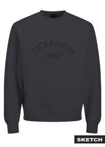 Jack & Jones Sweatshirt JACK & JONES "JORBLEECKER BRANDING SWEAT CREW BF", Herren, Gr. M, asphalt detail:jj, angeraute Sweatware, Obermaterial: 70% Baumwolle, 30% Polyester, bedruckt, relaxed fit, Rundhals, Rippb&uuml;ndchen, Sweatshirts Sweatshirt