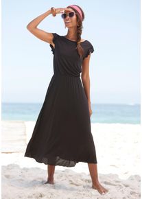 Beach Time Midikleid BEACHTIME, Damen, Gr. 44, N-Gr, schwarz, Jersey, Obermaterial: 100% Viskose, unifarben, figurumspielend ca. Mitte Wade, Rundhals, Kleider Midikleid, aus Viskosejersey, kurz&auml;rmliges Sommerkleid, Strandkleid, Basic, Topseller