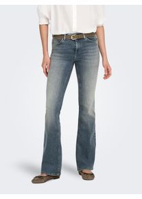 Bootcut-Jeans Only "ONLBLUSH MID FLARED DNM REA570", Damen, Gr. L, L&auml;nge 30, special blau grau denim, Denim/Jeans, Obermaterial: 91% Baumwolle, 5% Polyester, 4% Elasthan, unifarben, Jeans Bootcut-Jeans, Topseller