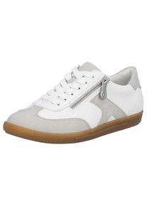 Sneaker Rieker, Damen, Gr. 37, grau (wei&szlig;, hellgrau), Lederimitat, kontrastfarbene Details, Schuhe Sneaker, Halbschuh, Freizeitschuh, Schn&uuml;rschuh mit Rei&szlig;verschluss, Topseller
