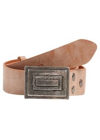 Lederg&uuml;rtel RETTUNGSRING G&Uuml;RTEL, Damen, Gr. 120, beige (natur), Leder, unifarben, G&uuml;rtel Lederg&uuml;rtel, mit austauschbarer Schlie&szlig;e &raquo;Rechteck Gestapelt Silber