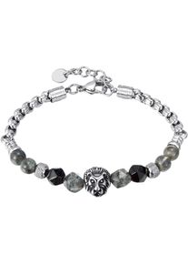 Armband Firetti "Schmuck Geschenk Edelstahl Armschmuck Venezianerkette L&ouml;wenkopf", schwarz (edelstahlfarben, schwarz, schwarz, smoky, schwarz, smoky), Armb&auml;nder, Damen, 22cm, Edelstahl, Armband, mit Agate, Labradorit
