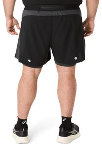 Laufshorts asics "ROAD 2N1 5IN SHORT", Herren, Gr. XXL, N-Gr, grau (performance schwarz, graphite grau), Stoff, Obermaterial: 100% Polyester, Hosen Laufshorts