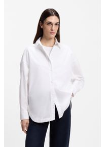 Hemdbluse BOSS Orange "Bostatta Premium Damenmode", Damen, Gr. 46, wei&szlig; 100, Popeline, Obermaterial: 100% Baumwolle, unifarben, oversize h&uuml;ftbedeckend, Manschette, Blusen Hemdbluse, im Oversize Fit