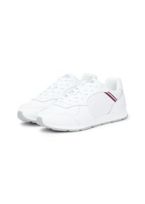 Sneaker Tommy Hilfiger "MAXLITE 1A", Herren, Gr. 40, wei&szlig;, Leder, Schuhe Sneaker, Freizeitschuh, Halbschuh, Schn&uuml;rschuh, Streifen in Tommy Farben