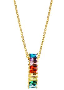 Kette mit Anh&auml;nger Firetti "Schmuck Geschenk Silber 925 Halsschmuck Halskette Regenbogen", gold (gelbgoldfarben, mehrfarbig), Halsketten, Damen, Silber 925 (Sterlingsilber), L: 50 B: 1,5mm, Kette mit Anh&auml;nger, mit Zirkonia (synth.), B:1,5mm