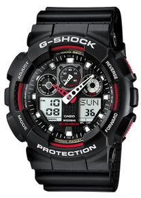 Chronograph Casio G-SHOCK, schwarz (schwarz, rot), Armbanduhren, Damen, Chronograph, Quarzuhr,Armbanduhr,Herrenuhr,digital, bis 20 bar wasserd.Resinarmband