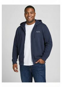 Jack & Jones PlusSize Kapuzensweatjacke "JJCOLLEGE LOGO SWEAT ZIP HOOD PLS", Herren, Gr. 5XL, navy blazer, Sweatware, Obermaterial: 80% Baumwolle, 20% Polyester, JACK & JONES PLUSSIZE, unifarben, regular fit normal, Rundhals, Rippb&uuml;ndchen, Sweatjacken Kapuzensweatjacke