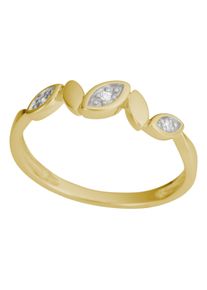 Fingerring Firetti "Schmuck Geschenk Gold 375 Damenring Goldring Tropfen" Gr. 19, gold (gelbgoldfarben, wei&szlig;goldfarben), Fingerringe, Damen, 19, 0,02 P2 = erkennbare Einschl&uuml;sse, Diamanten Gelbgold 375, 1,85mm, Diamanten, Gelbgold 375, Fingerring, mit Brillanten