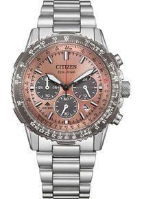 Chronograph Citizen "Promaster Sky", silber (silberfarben, braun), Armbanduhren, Herren, Chronograph, Armbanduhr, Solar, Herrenuhr, Edelstahlarmband, analog, Tag